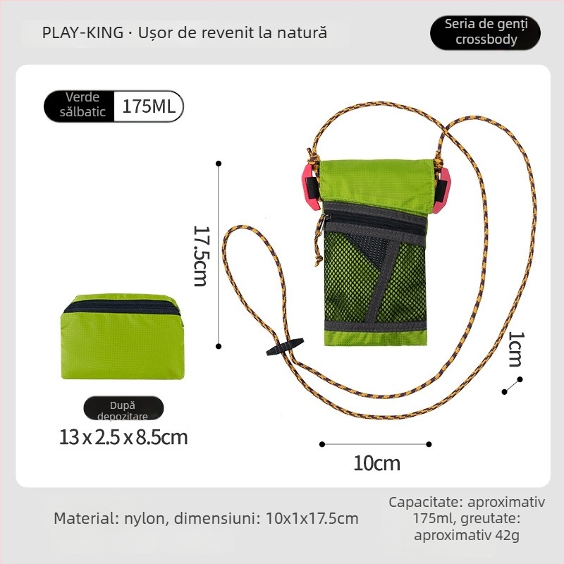 Geantă pentru telefon din nylon, unisex — formă pătrată verticală, deschidere cu capac, căptușeală nylon, vară 2025, stil City-Fun