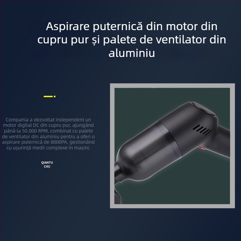 Aspirator mini pentru mașină – fără fir, portabil, 9000Pa, 7.4V, 120W, reîncărcabil