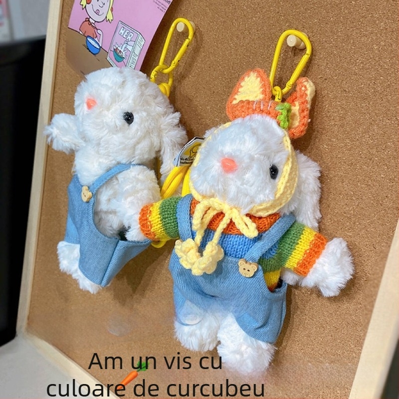 Breloagă din pluș cu iepuraș drăguț – pandant pentru telefon