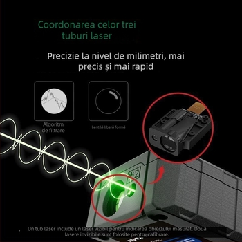 Metru laser de distanță, portabil, pentru uz interior și exterior, reîncărcabil