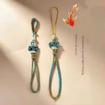 Șnur de telefon tricotat manual, stil retro, nod Wenchang, motiv zodiacal, pandantiv cheie