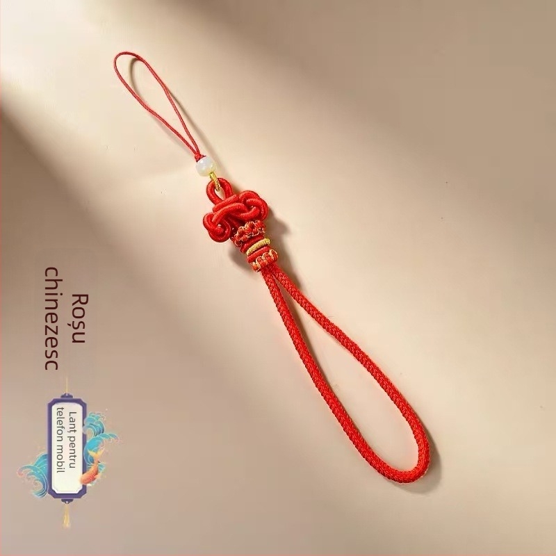Șnur de telefon tricotat manual, stil retro, nod Wenchang, motiv zodiacal, pandantiv cheie