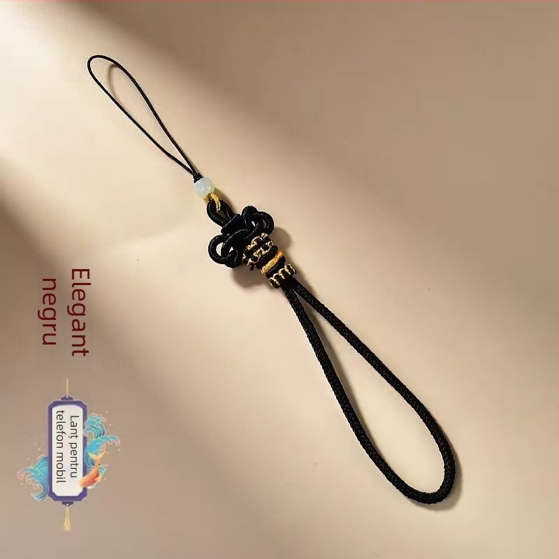 Șnur de telefon tricotat manual, stil retro, nod Wenchang, motiv zodiacal, pandantiv cheie