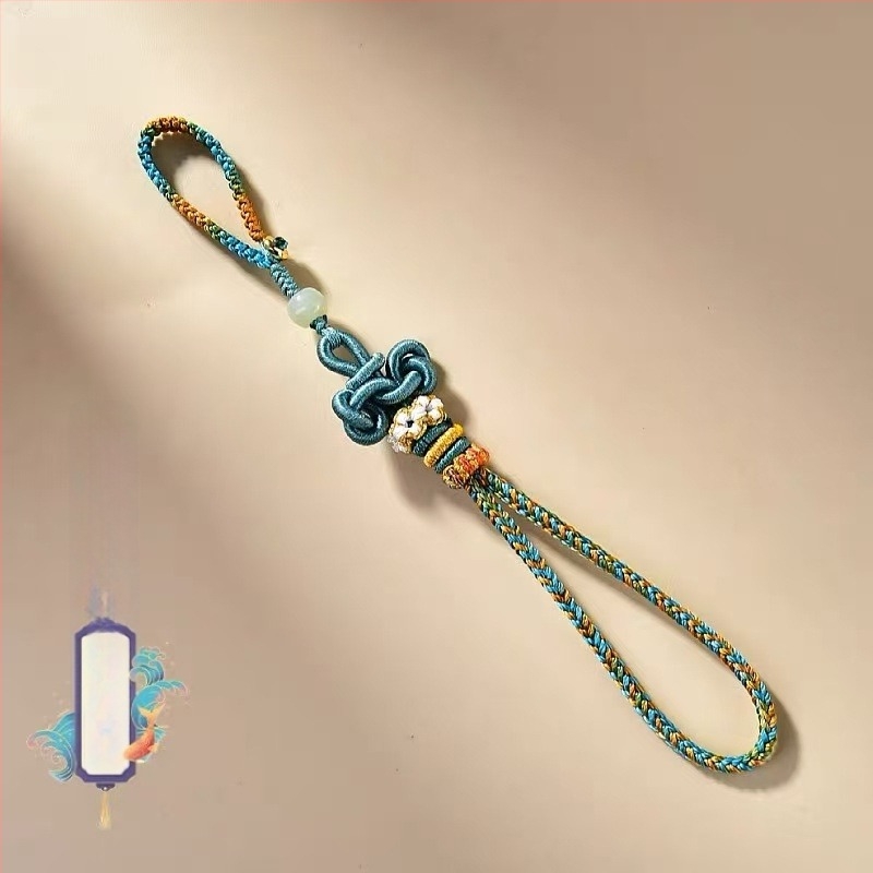 Șnur de telefon tricotat manual, stil retro, nod Wenchang, motiv zodiacal, pandantiv cheie