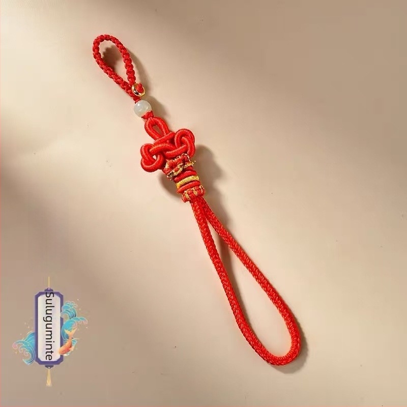 Șnur de telefon tricotat manual, stil retro, nod Wenchang, motiv zodiacal, pandantiv cheie