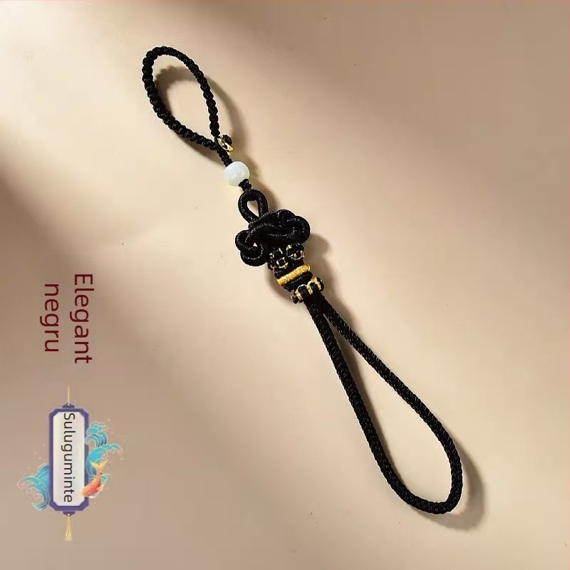 Șnur de telefon tricotat manual, stil retro, nod Wenchang, motiv zodiacal, pandantiv cheie