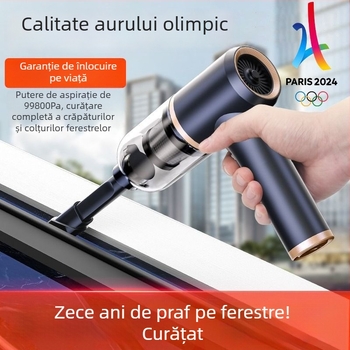 Aspirator fără fir pentru ferestre, 60W, aspirație de 20000Pa, reîncărcabil, pentru ferestre și spații dintre geamuri în mașină.