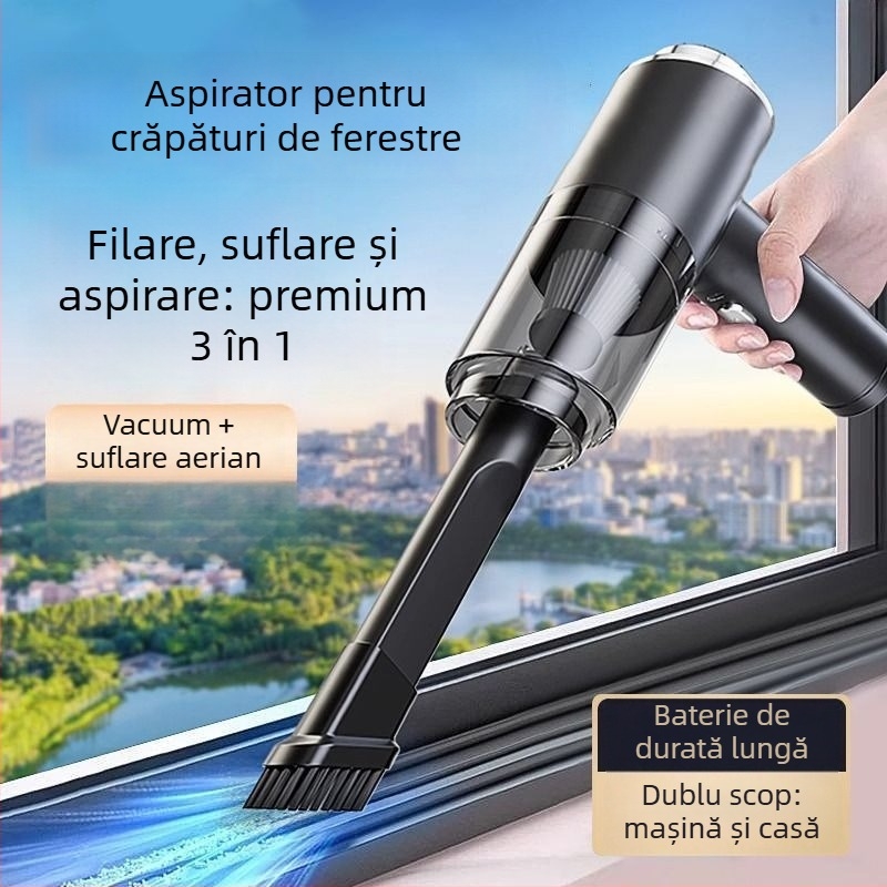 Aspirator fără fir pentru ferestre, 60W, aspirație de 20000Pa, reîncărcabil, pentru ferestre și spații dintre geamuri în mașină.