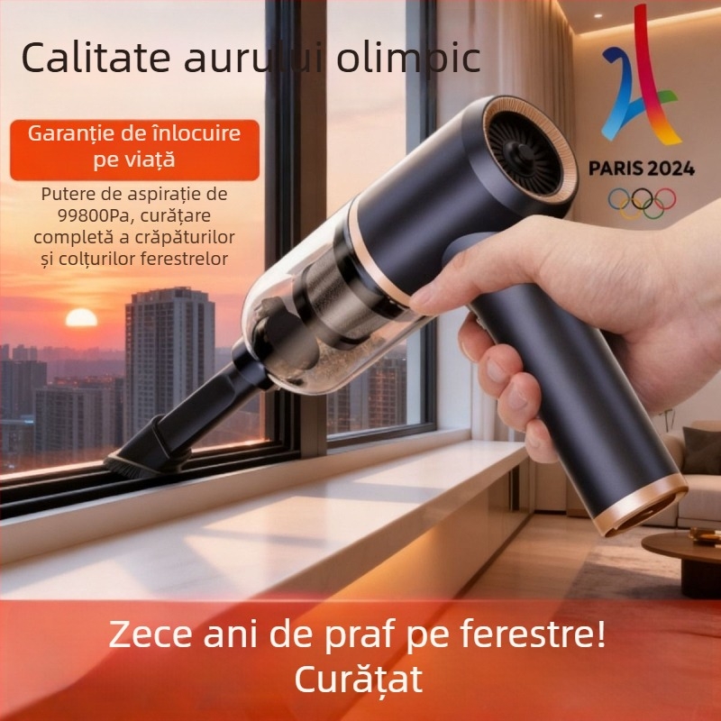 Aspirator fără fir pentru ferestre, 60W, aspirație de 20000Pa, reîncărcabil, pentru ferestre și spații dintre geamuri în mașină.
