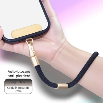 Lanyard pentru telefon – lungime reglabilă; poliester; cataramă metalică; unisex; personalizare disponibilă (imprimare siglă)