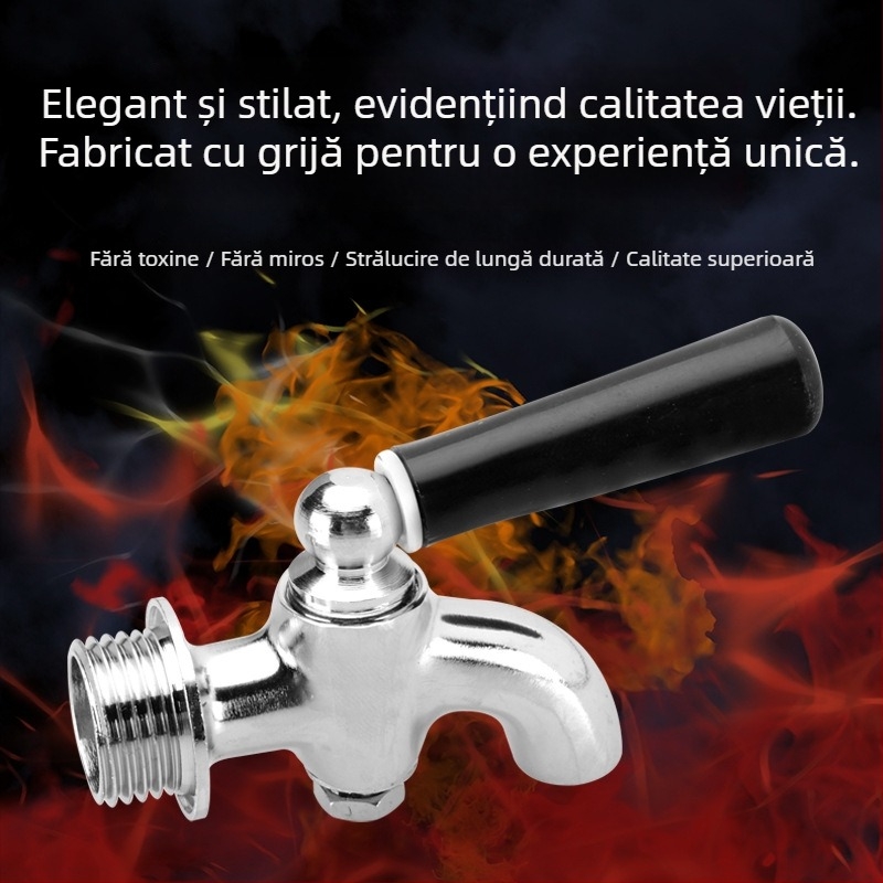 Robinet electric pentru apă fierbinte pentru găleată izolată — corp din cupru, miez de robinet din alamă, montaj filetat, intrare/ieșire Ø20 mm, temperatură de lucru 120°C