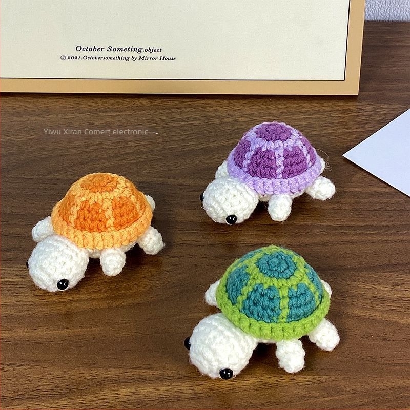 Breloc cheie broască țestoasă croșetată cu lână, figurină drăguță pentru geantă