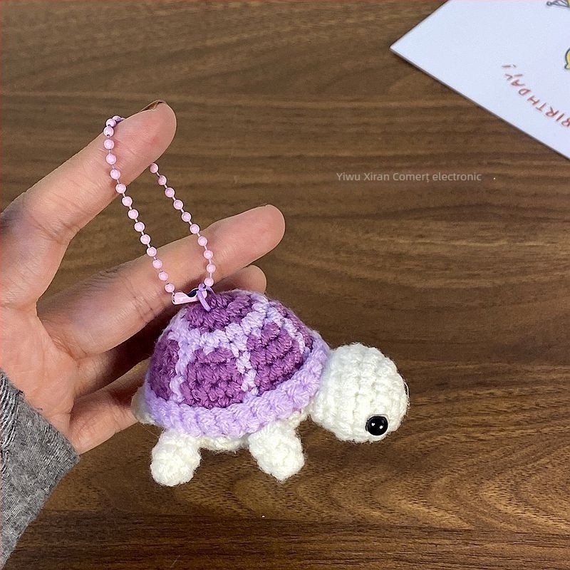 Breloc cheie broască țestoasă croșetată cu lână, figurină drăguță pentru geantă