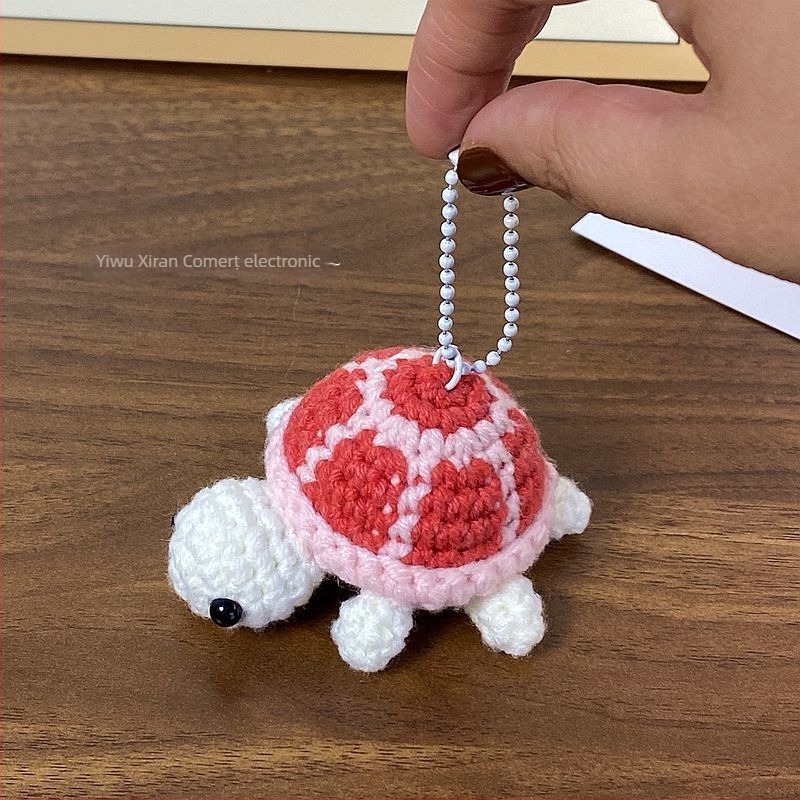 Breloc cheie broască țestoasă croșetată cu lână, figurină drăguță pentru geantă