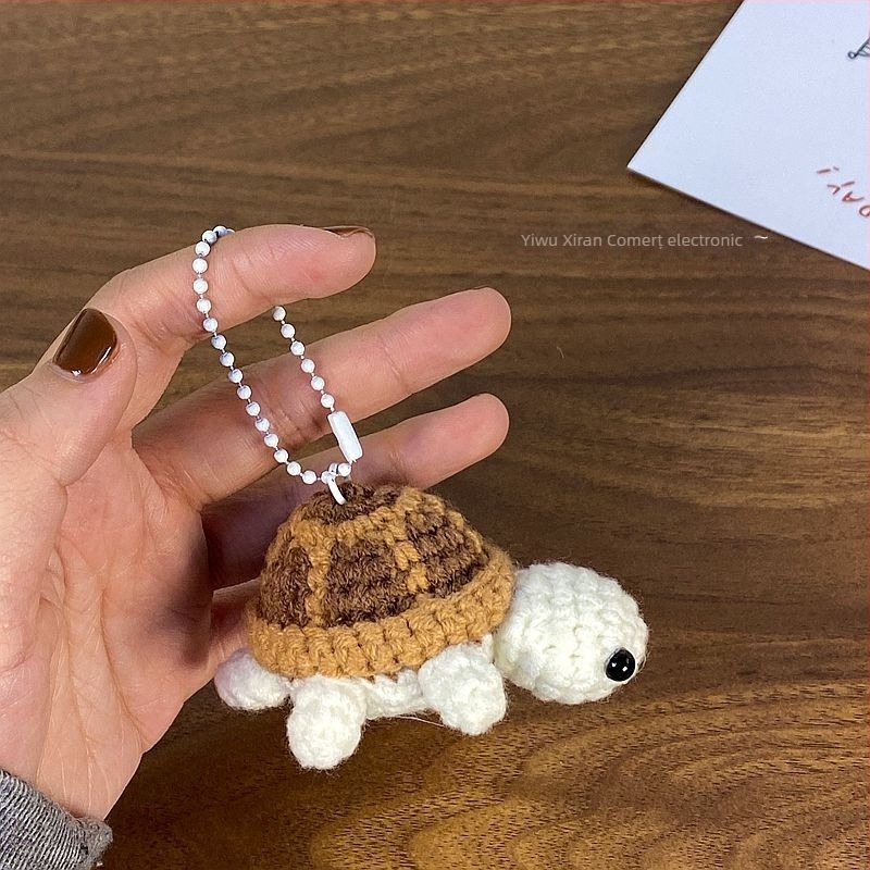 Breloc cheie broască țestoasă croșetată cu lână, figurină drăguță pentru geantă