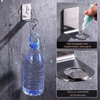 Raft pentru dezinfectant pentru mâini din oțel inoxidabil 304, montaj pe perete, dozator cu apăsare, finisaj periat