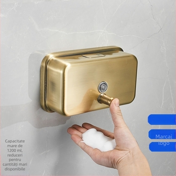 Dispenser de săpun și șampon, montat pe perete, din oțel inoxidabil 304, acționare manuală, finisaj periat, stil lux ușor