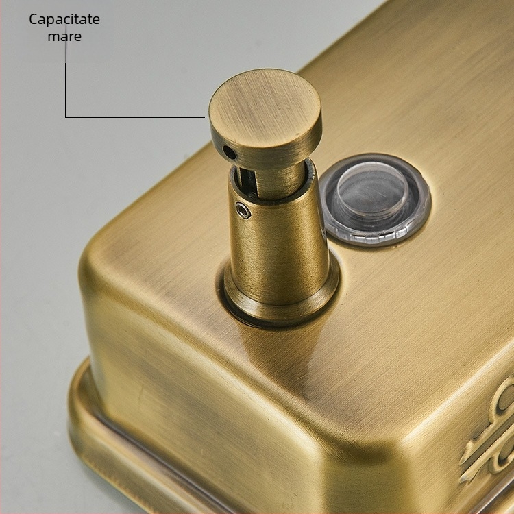 Dispenser de săpun și șampon, montat pe perete, din oțel inoxidabil 304, acționare manuală, finisaj periat, stil lux ușor