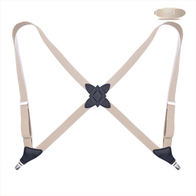 Jill Cool Bretele elastice universale, unisex, cu clips laterale, cruce la spate, 2 clips, reglabil, țesătură jacquard