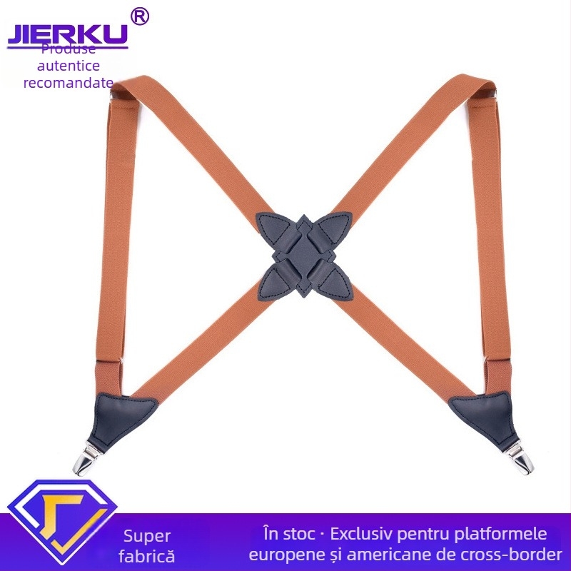 Jill Cool Bretele elastice universale, unisex, cu clips laterale, cruce la spate, 2 clips, reglabil, țesătură jacquard