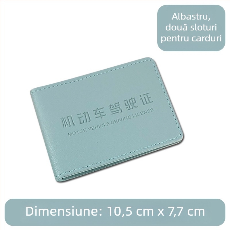 Carcasă din PU pentru permisul de conducere, cu logo personalizabil, textură reliefată, culoare uni, en gros