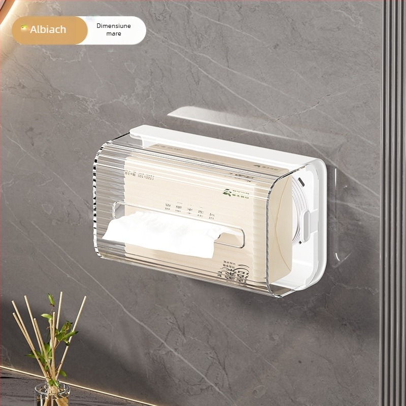 Box de șervete montat pe perete, din plastic, impermeabil, multifuncțional, montaj fără găuri