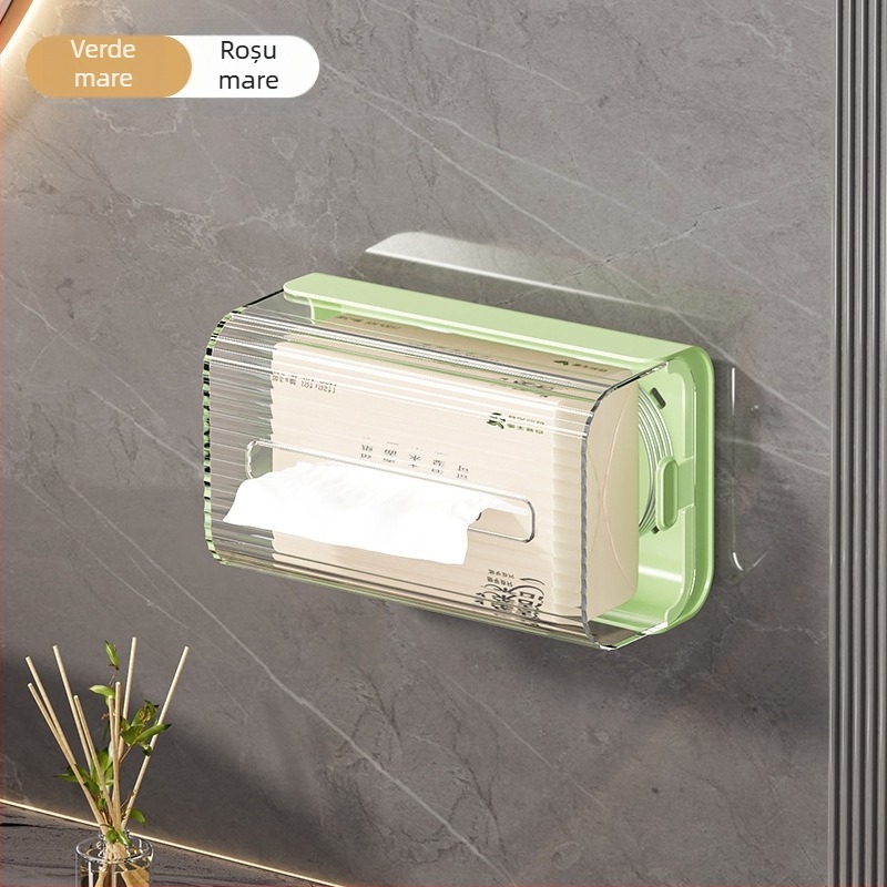 Box de șervete montat pe perete, din plastic, impermeabil, multifuncțional, montaj fără găuri