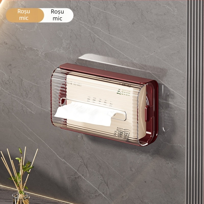 Box de șervete montat pe perete, din plastic, impermeabil, multifuncțional, montaj fără găuri