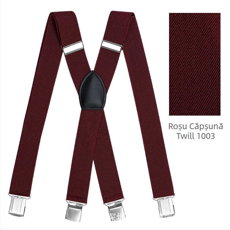 Bretele pentru bărbați cu clipsuri, cruce pe spate, lungime reglabilă, material țesut, 4 clipsuri