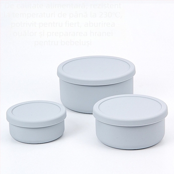 Vas de hrănire pentru bebeluși din silicon, cu capac, rotund, diametru 14–14,9 cm, sigur pentru cuptorul cu microunde