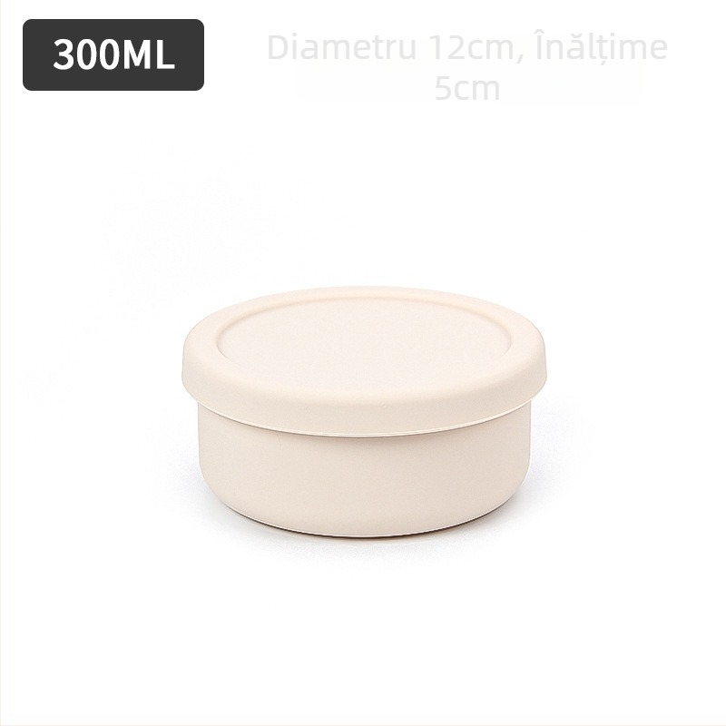 Vas de hrănire pentru bebeluși din silicon, cu capac, rotund, diametru 14–14,9 cm, sigur pentru cuptorul cu microunde