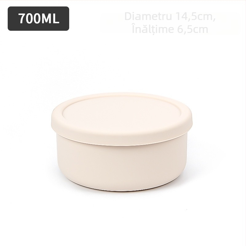 Vas de hrănire pentru bebeluși din silicon, cu capac, rotund, diametru 14–14,9 cm, sigur pentru cuptorul cu microunde