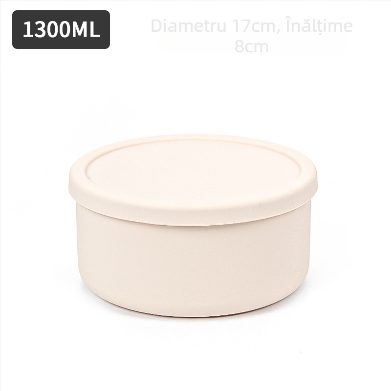 Vas de hrănire pentru bebeluși din silicon, cu capac, rotund, diametru 14–14,9 cm, sigur pentru cuptorul cu microunde