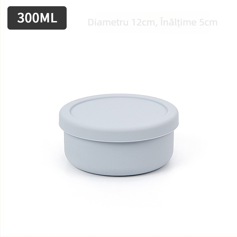 Vas de hrănire pentru bebeluși din silicon, cu capac, rotund, diametru 14–14,9 cm, sigur pentru cuptorul cu microunde