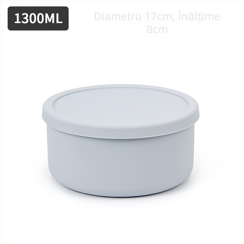 Vas de hrănire pentru bebeluși din silicon, cu capac, rotund, diametru 14–14,9 cm, sigur pentru cuptorul cu microunde