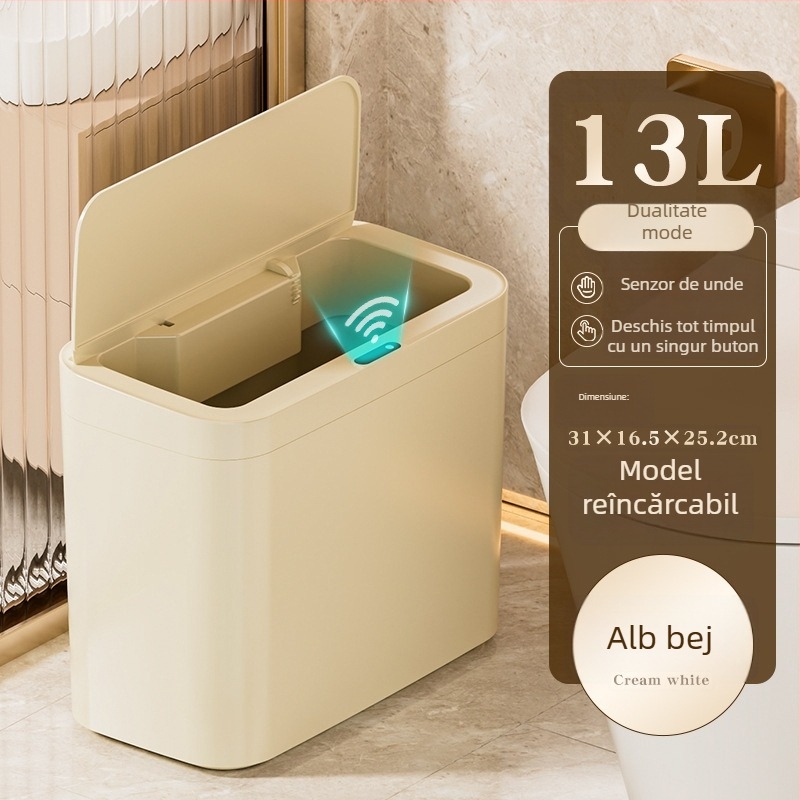 Coș de gunoi inteligent cu deschidere inductivă, 13–17L, PP, pentru living, dormitor, birou, hotel și bucătărie