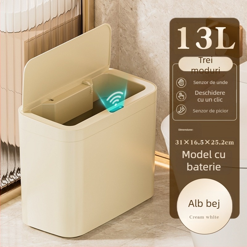 Coș de gunoi inteligent cu deschidere inductivă, 13–17L, PP, pentru living, dormitor, birou, hotel și bucătărie