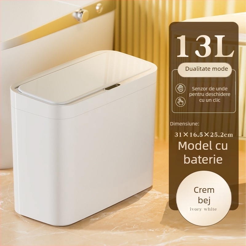 Coș de gunoi inteligent cu deschidere inductivă, 13–17L, PP, pentru living, dormitor, birou, hotel și bucătărie
