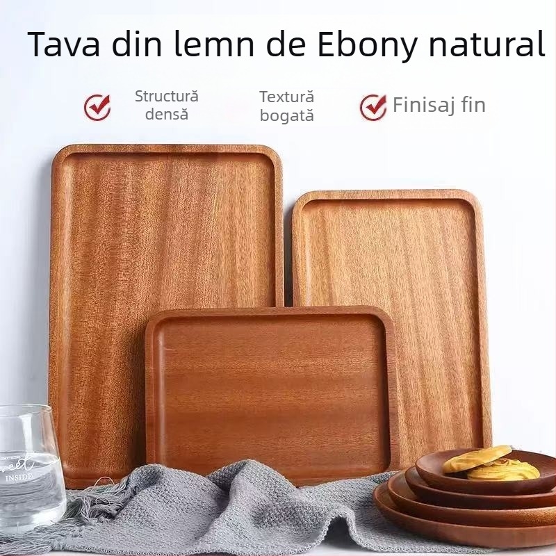 Tava din lemn masiv, finisaj cu ulei, model simplu, imprimare siglă disponibilă, personalizare disponibilă