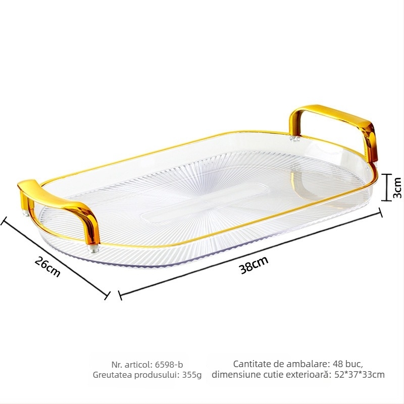 Tavă de ceai din plastic, ovală, cu finisaj placat cu aur, imprimare logo și personalizare