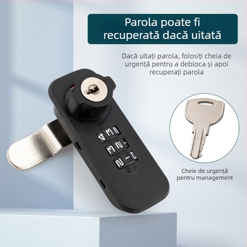Încuietoare cu combinație pe cadran pentru dulapuri de dosare de birou, cu interblocare în trei, tip numeric, model 666061-11, material: aliaj de zinc + ABS