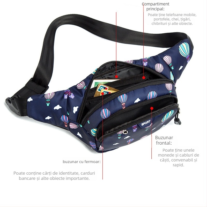 Fuxi Borsetă de talie pentru activități în aer liber – Oxford, unisex, Primăvara 2025