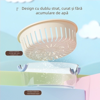 Coș de drenaj pentru fructe, design cu două straturi, capacitate mare, material PP+PET, multifuncțional pentru bucătărie