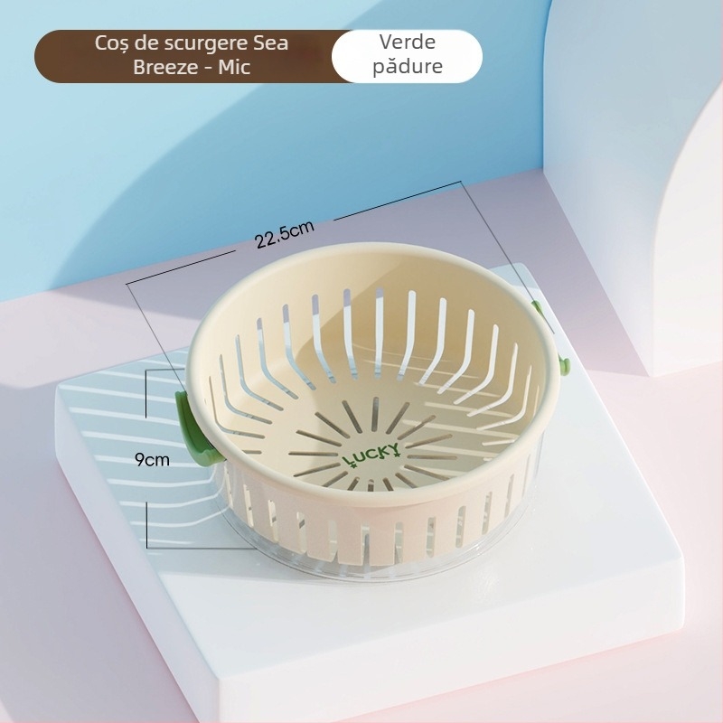 Coș de drenaj pentru fructe, design cu două straturi, capacitate mare, material PP+PET, multifuncțional pentru bucătărie