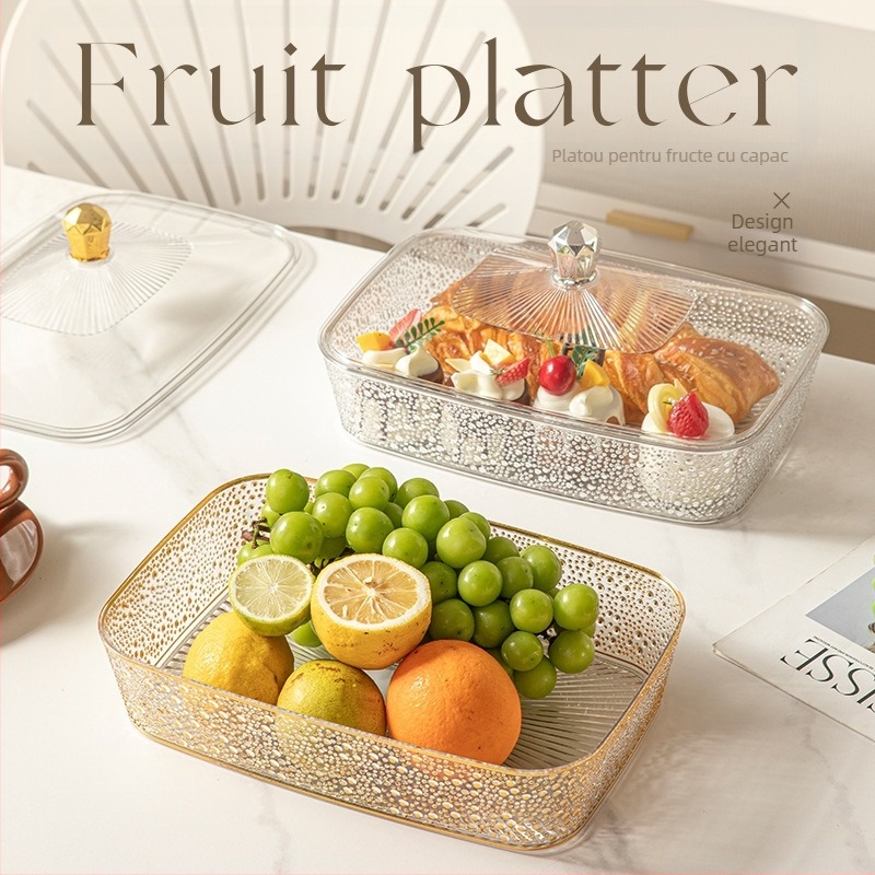 Farfurie de fructe pentru living și măsuță de cafea, material plastic, stil luxos ușor retro, brand Fresh and plentiful, lansare august 2025