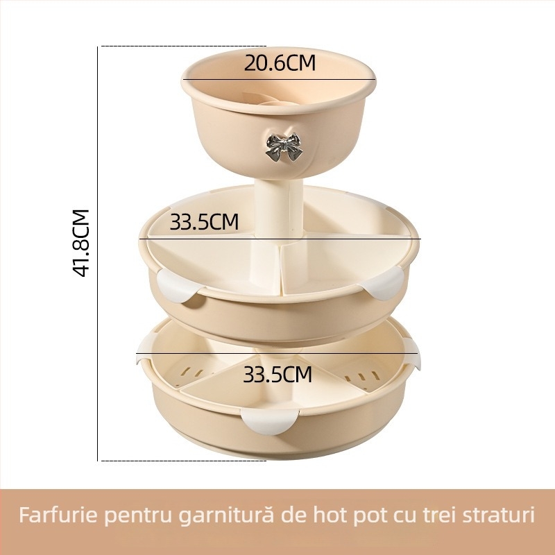 Tava rotativă pentru oale cu coș de scurgere, din plastic, mare, dublă, Guan Zhuojia, Toamna 2020, Clasa I