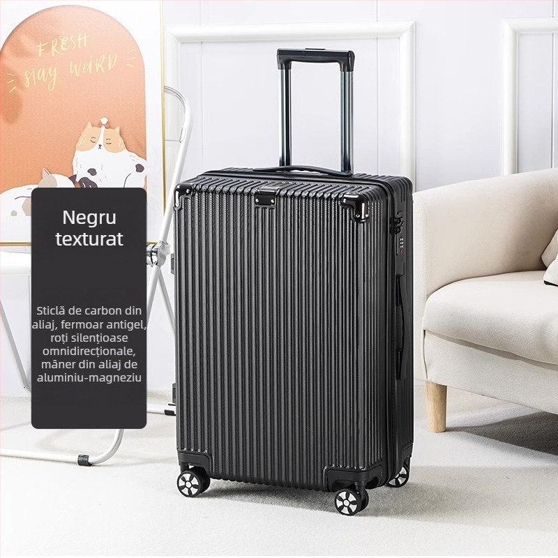 Valiză extensibilă din fibră de carbon, cu lacăt TSA de tip combinație, set de 3 piese, cu roți universale