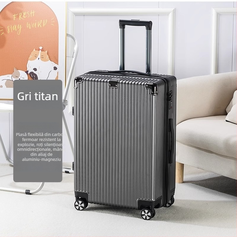 Valiză extensibilă din fibră de carbon, cu lacăt TSA de tip combinație, set de 3 piese, cu roți universale