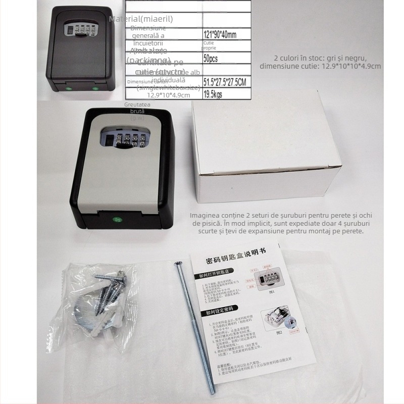 Cutie mecanică pentru chei din aliaj de aluminiu CH-846, pentru chei și carduri de cameră, destinată decorării de casă și proiectelor de construcție, pentru companii de decor și B&B, potrivită pentru locuințe, școli, depozite și șantiere