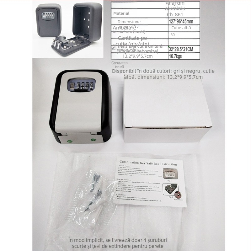 Cutie mecanică pentru chei din aliaj de aluminiu CH-846, pentru chei și carduri de cameră, destinată decorării de casă și proiectelor de construcție, pentru companii de decor și B&B, potrivită pentru locuințe, școli, depozite și șantiere